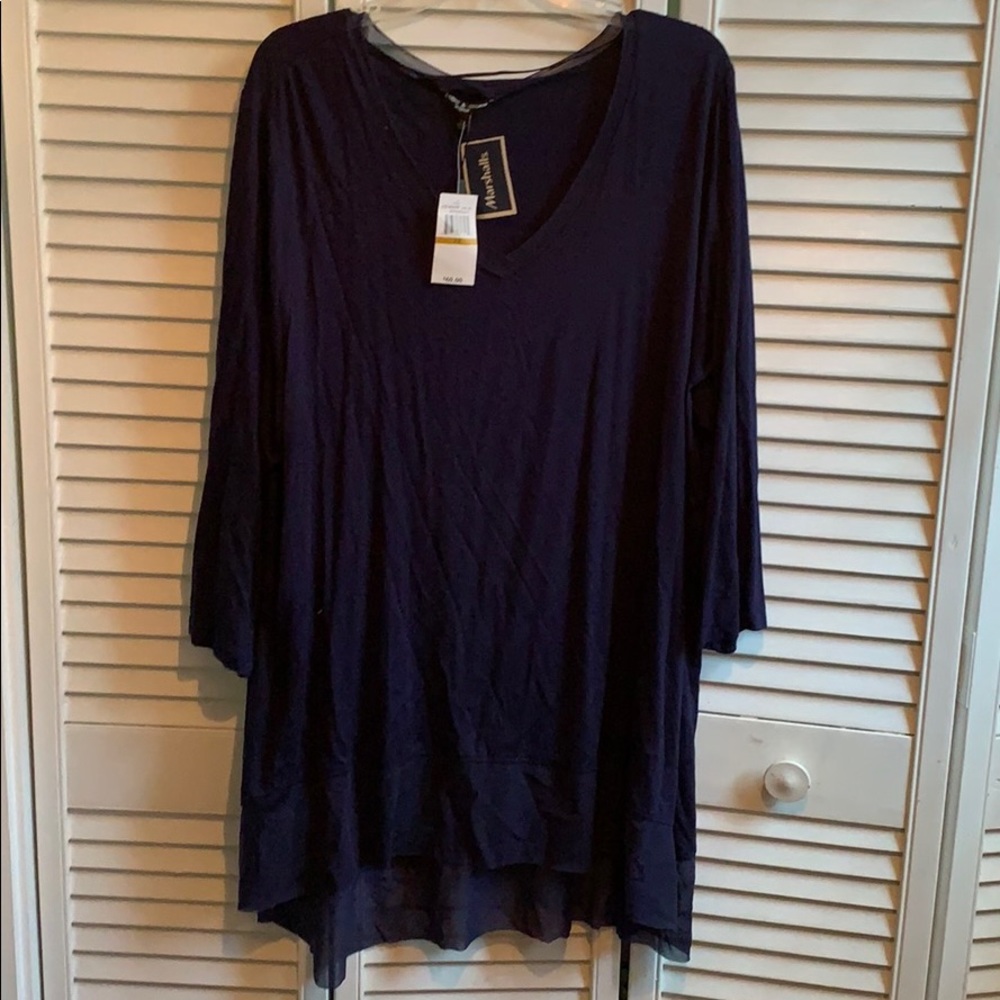 Dark Purple Lace-Trimmed Blouse.